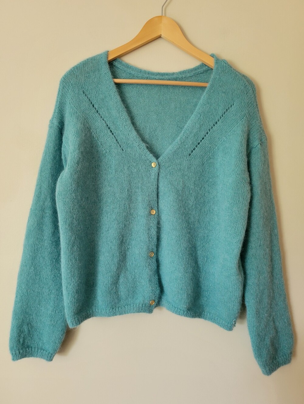Sud Express Gattyca Alpaca Mohair Blend Reversible Cardigan Turquoise Sz Large
